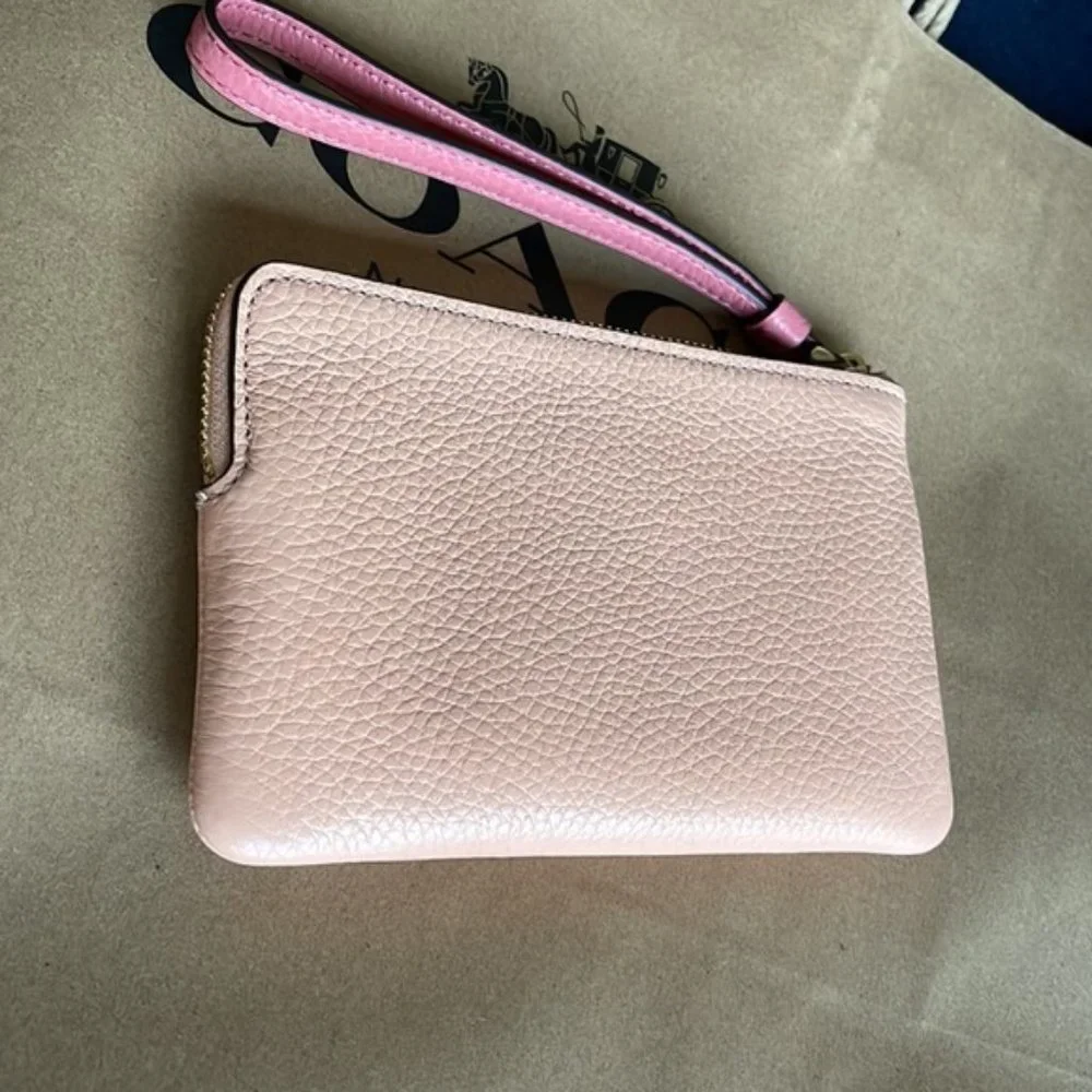Coach Corner Zip Wristlet In Colorblock With Horse And Carriage
